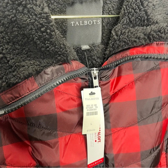 Talbots Faux Fur Buffalo Plaid Puffer Vest - Picture 9 of 10